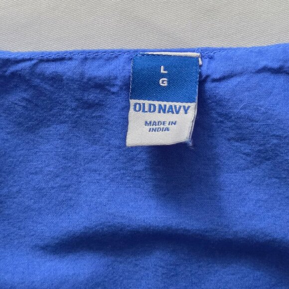 Old Navy Blue Eyelet Puff Sleeve Cotton Dress Large - Picture 8 of 11